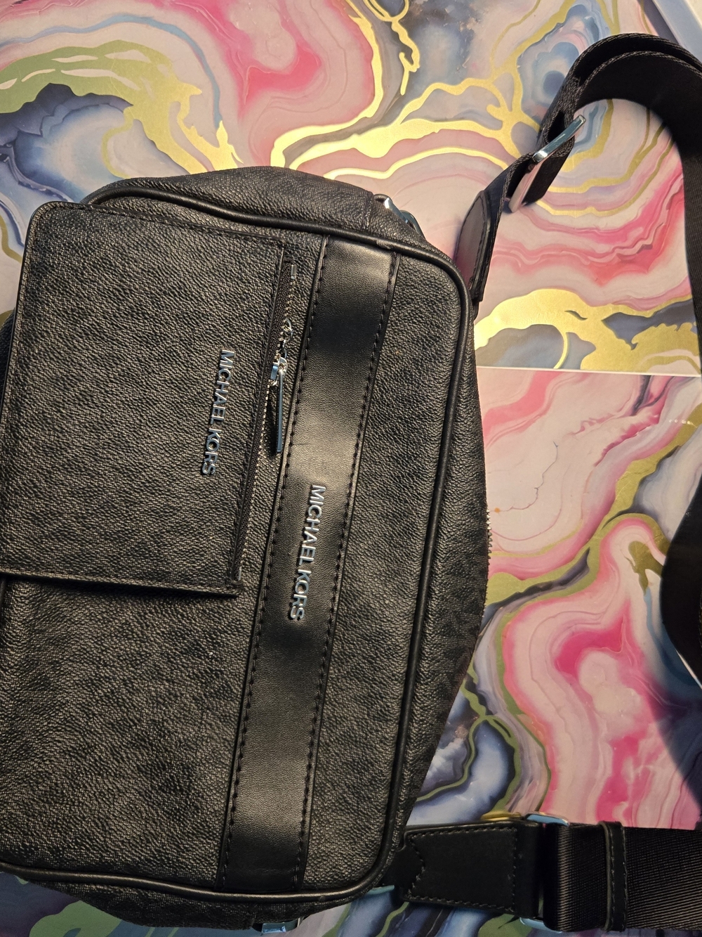 Michael Kors Black Leather Crossbody Belt Bag